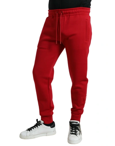 Dolce & Gabbana Sizzling Red Cotton Blend Jogger Pants In Red