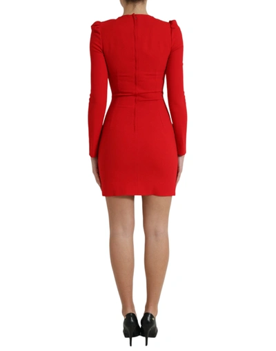 Shop Dolce & Gabbana Elegant Red Bodycon Mini Dress With Sacred Women's Heart