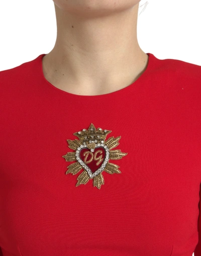 Shop Dolce & Gabbana Elegant Red Bodycon Mini Dress With Sacred Women's Heart