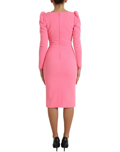 Shop Dolce & Gabbana Elegant Rose Pink Bodycon Midi Women's Dress