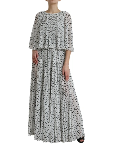 Shop Dolce & Gabbana Elegant Polka Dots Maxi Women's Dress In Black/white