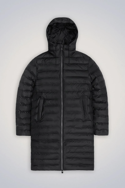 Shop Rains Lohja Longer Puffer Jacket In Black