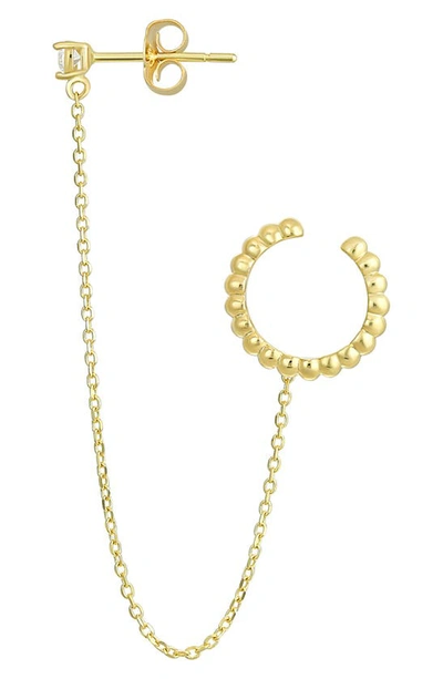Shop Candela Jewelry 14k Gold Earcuff & Cz Stud Earring In Clear/gold