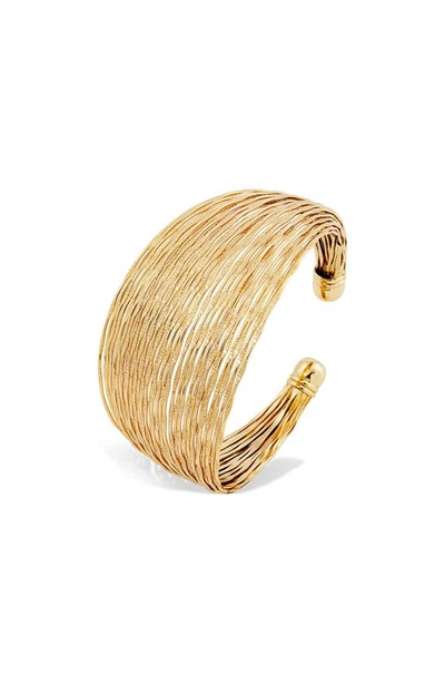 Shop Savvy Cie Jewels 18k Gold Plate Multiband Cuff Bracelet In Yellow