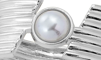 Shop Savvy Cie Jewels Imitation Pearl Hinged Bangle Bracelet In White