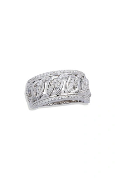 Shop Savvy Cie Jewels Sterling Silver Pavé Cubic Zirconia Link Band Ring In White