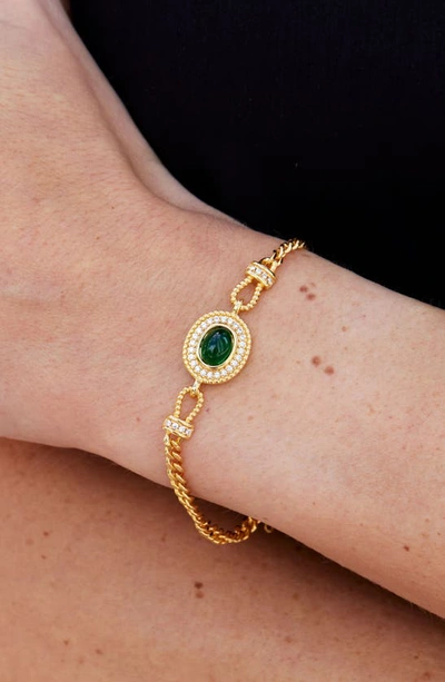 Savvy Cie Jewels Lab Created Emerald Bracelet In Yellow