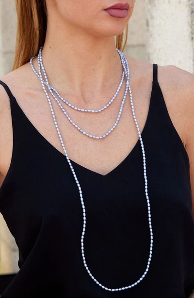 Shop Savvy Cie Jewels 7–8mm Blue Freshwater Pearl Long Necklace In Purple