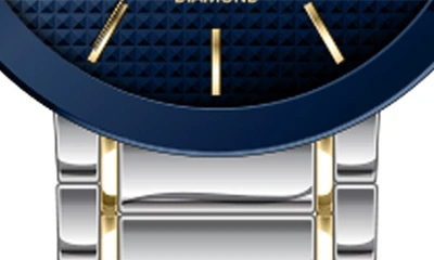 Shop I Touch Diamond Accent Three-hand Quartz Bracelet Watch, 42mm In Silver/ Gold