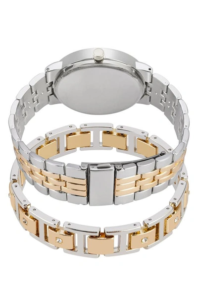 Shop I Touch Three-hand Quartz Mesh Strap Watch & Id Bracelet Set In Gold/ Silver