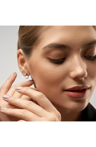 Delmar Lab Created Alexandrite & Freshwater Pearl Stud Earrings In Green