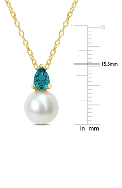 Delmar Lab Created Alexandrite & Freshwater Pearl Pendant Necklace In Green