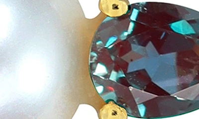 Delmar Lab Created Alexandrite & Freshwater Pearl Stud Earrings In Green