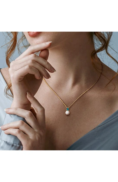 Delmar Lab Created Alexandrite & Freshwater Pearl Pendant Necklace In Green