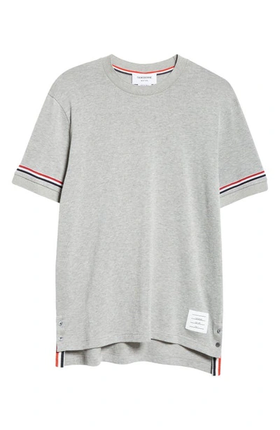 Thom Browne Grosgrain-loop Short-sleeve T-shirt In Medium Grey