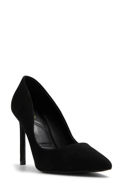 Aldo Lala Snakeskin Embossed Pointed Toe Pump In Black