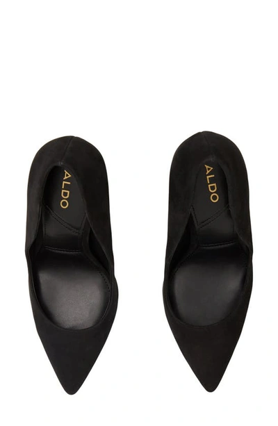 Aldo Lala Snakeskin Embossed Pointed Toe Pump In Black