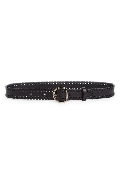 Shop Chloé Mony Whipstitched Leather Belt In Black 001