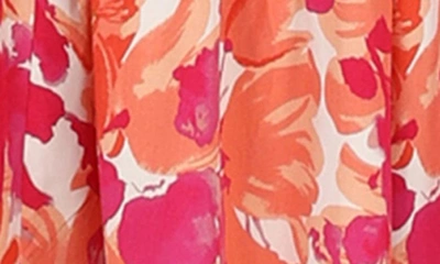 Petal And Pup Caroline Floral Mock Neck Maxi Dress In Red Orange