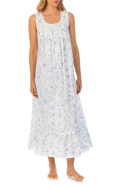 Shop Eileen West Sleeveless Ballet Nightgown In White/lilac Flower