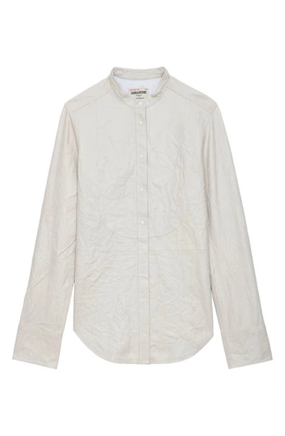 Shop Zadig & Voltaire Chic Cuir Froisse Leather Shirt In Judo