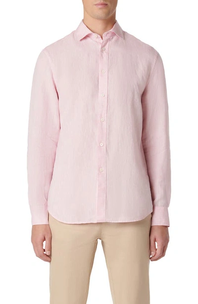 Shop Bugatchi Axel Linen Button-up Shirt In Pink