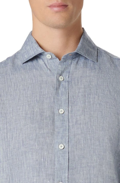 Bugatchi Axel Linen Button-up Shirt In Navy