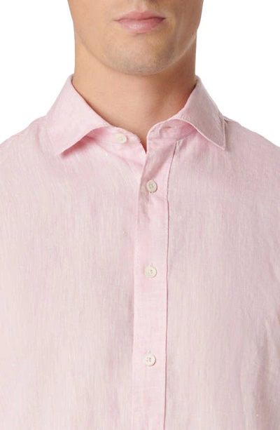 Bugatchi Axel Linen Button-up Shirt In Pink