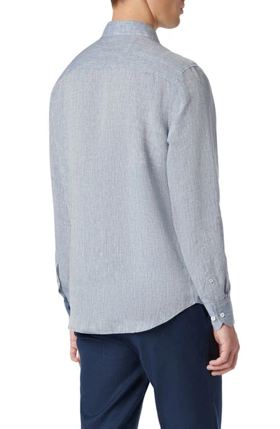 Bugatchi Axel Linen Button-up Shirt In Navy