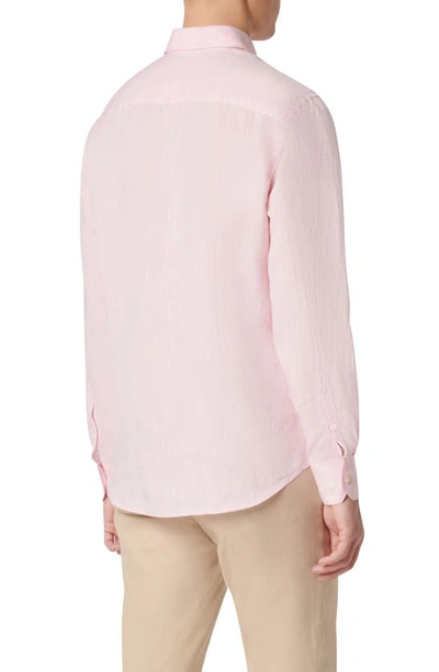 Bugatchi Axel Linen Button-up Shirt In Pink
