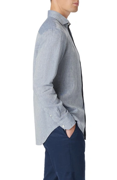 Bugatchi Axel Linen Button-up Shirt In Navy
