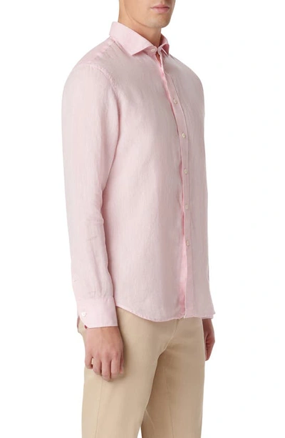 Bugatchi Axel Linen Button-up Shirt In Pink