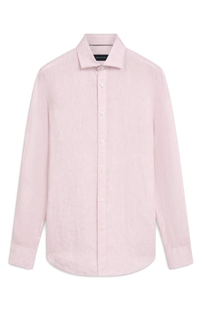 Bugatchi Axel Linen Button-up Shirt In Pink