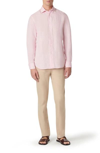 Bugatchi Axel Linen Button-up Shirt In Pink