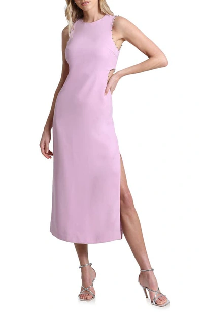 Shop Avec Les Filles Beaded Cutout Midi Dress In Lilac