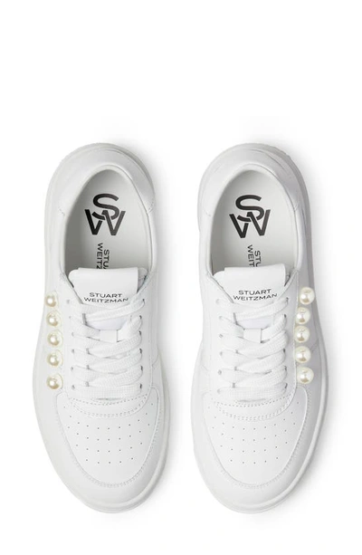Shop Stuart Weitzman Courtside Pearl Sneaker In White