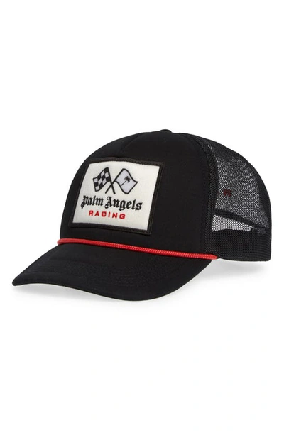Shop Palm Angels Racing Logo Baseball Cap In Black Red