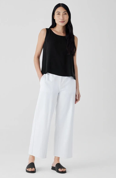 Shop Eileen Fisher Ankle Organic Cotton Blend Ponte Wide Leg Pants In White