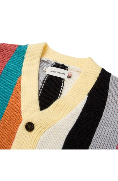 Shop Honor The Gift Heritage Stripe Cardigan In Yellow Multi