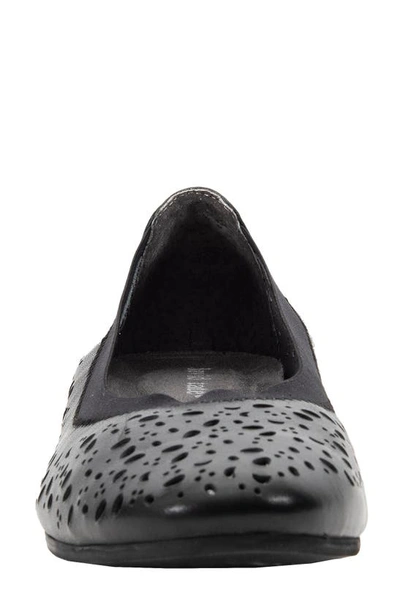 David Tate Laser Cut Ballet Flat In Black Calf