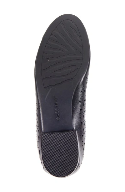 David Tate Laser Cut Ballet Flat In Black Calf