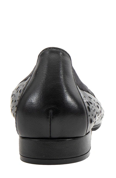 David Tate Laser Cut Ballet Flat In Black Calf