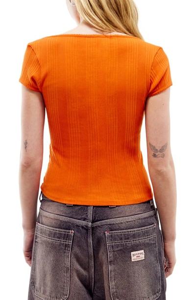 Shop Bdg Urban Outfitters Olivia Square Neck Rib Top In Orange