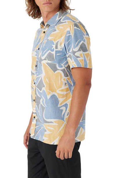 Shop O'neill Floral Print Short Sleeve Button-up Shirt In Black