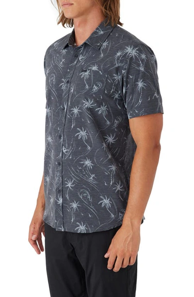 Shop O'neill Trvlr Traverse Floral Print Upf 50+ Button-up Shirt In Black