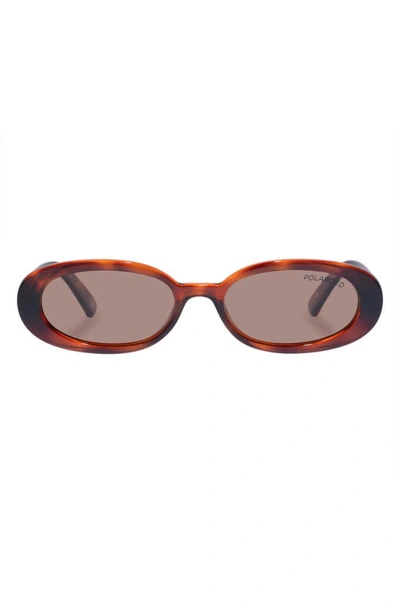 Shop Le Specs Outta Love 51mm Oval Sunglasses In Toffee Tort