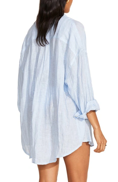 Vitamin A Playa Oversize Linen Cover-up Shirt In Celeste Ecolinen