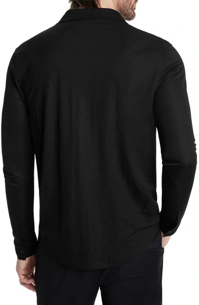 Shop John Varvatos Mcgiles Piqué Knit Button-up Shirt In Black