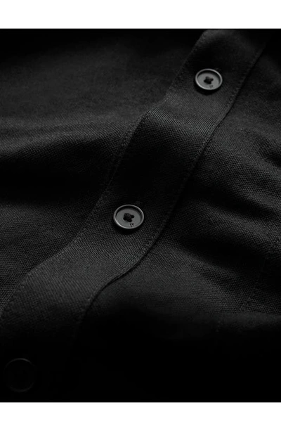 Shop John Varvatos Mcgiles Piqué Knit Button-up Shirt In Black