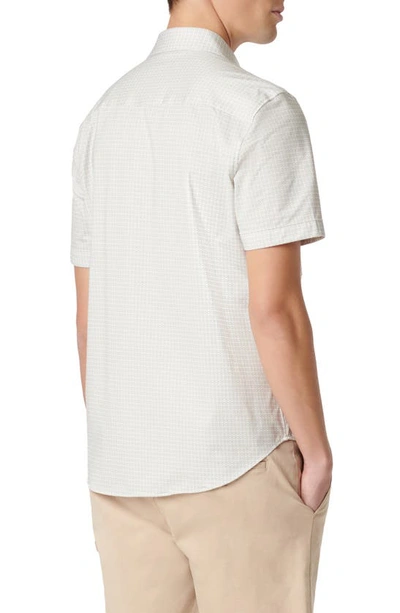 Shop Bugatchi Miles Ooohcotton® Geometric Short Sleeve Button-up Shirt In Sand
